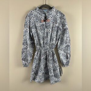 ñaco Blue Paisley Long Sleeve Dress